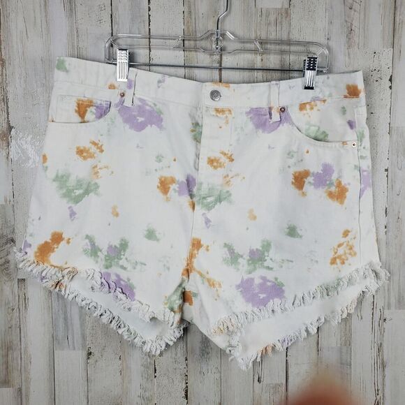 Wild Fable Highest Rise Denim Shorts White Tie Dye Size 18 - Picture 1 of 10